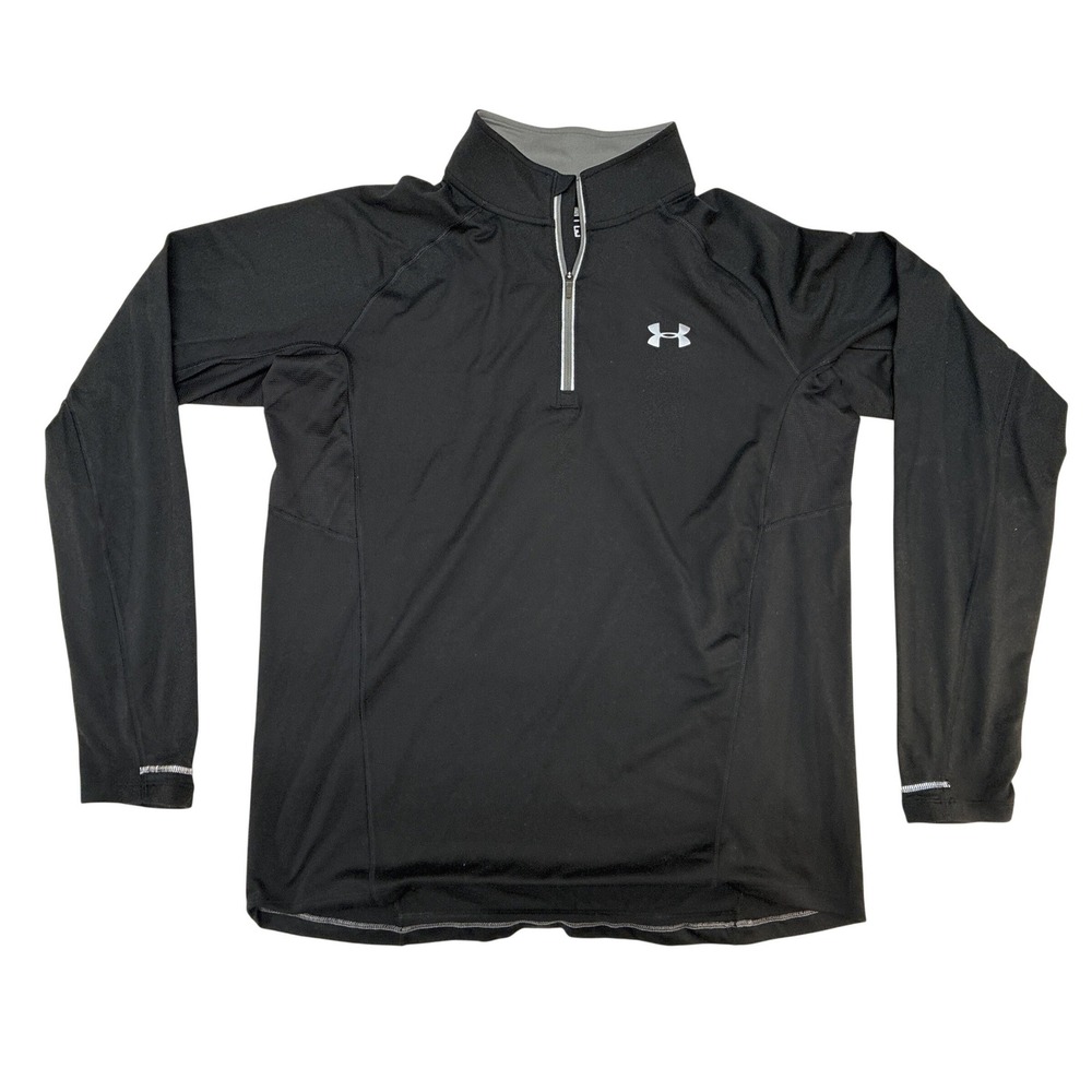 Under Armour Mens Run AllSeasonGear Quarter Zip Pullover Black Large Fitted